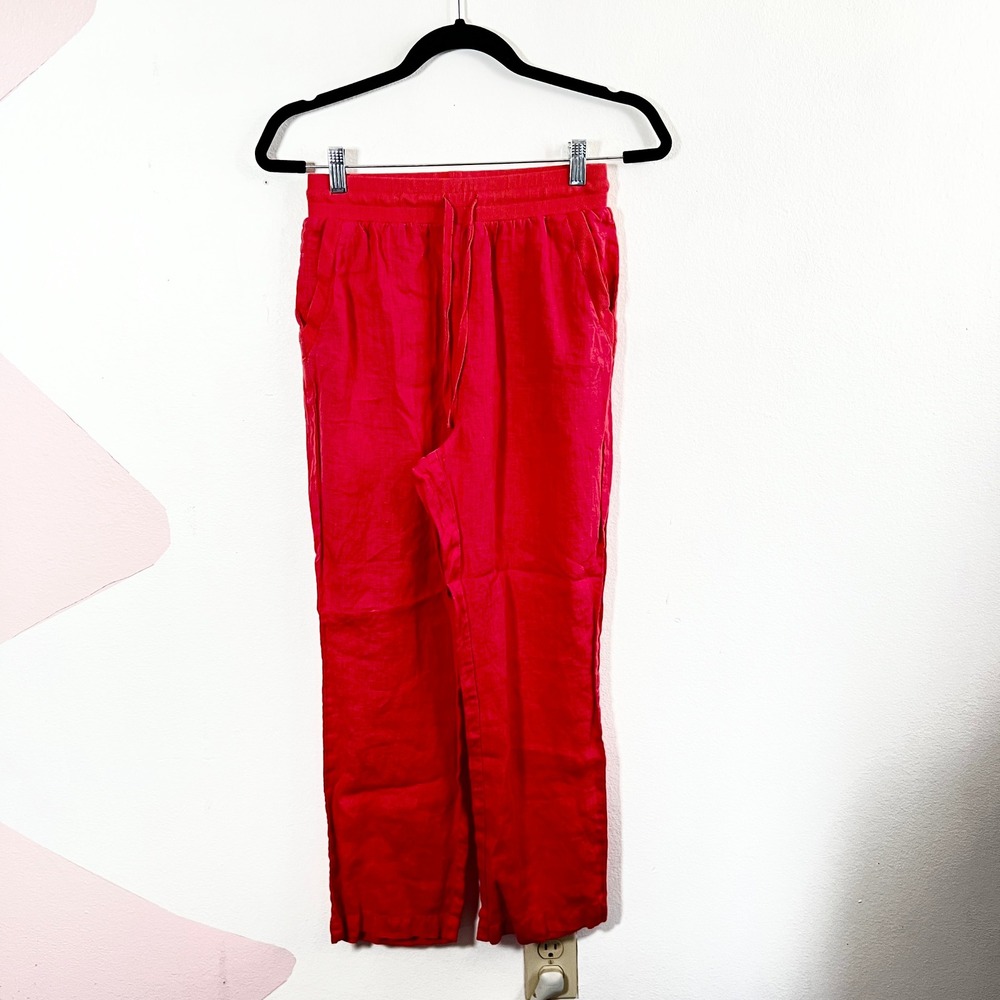 Michael Stars 100% Linen Jogger Pants Womens XS Coral Drawstring Vacation
